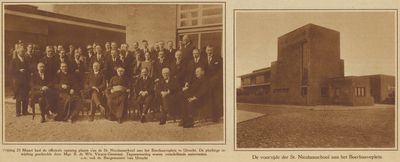 871763 Collage van 2 foto's betreffende de officiële opening van de RK St.-Nicolaasschool (Boerhaaveplein) te Utrecht.